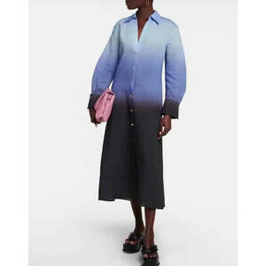 Vince Ombre Blue to Black Button-Down Midi Dress